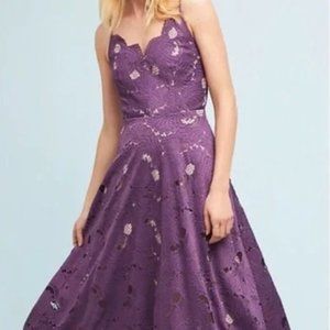 Anthropologie Moulinette Soeurs Women’s Size 0 Purple Lace A-line MIDI Dress